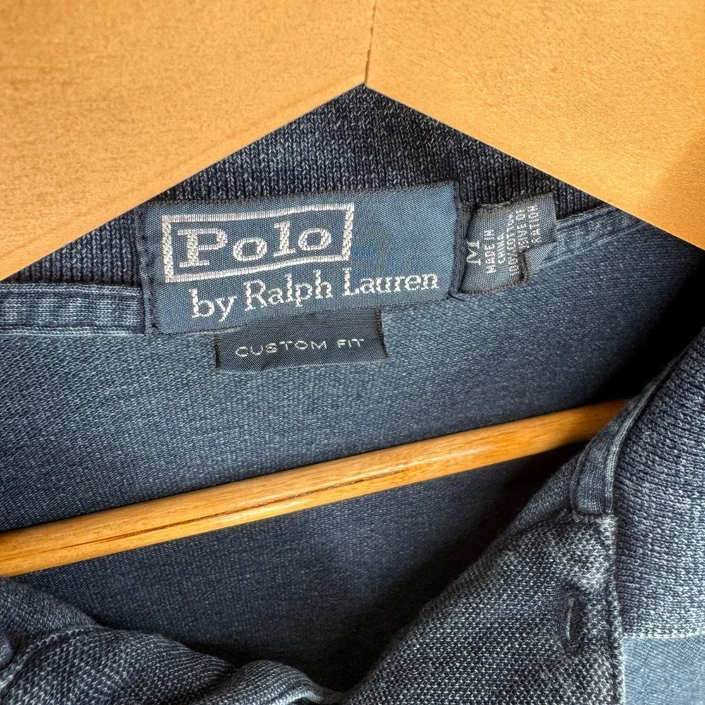 Polo Ralph Lauren Mens Custom Fit Navy Blue Cotton Pique Polo Shirt Size M